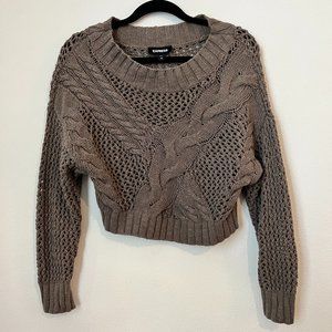 Express Brown/Gray Cropped Sweater